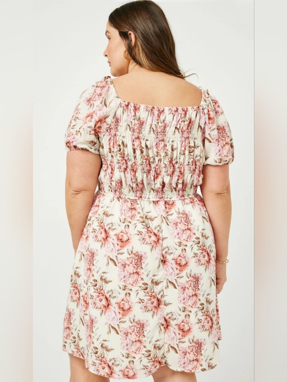 Hayden Los Angeles Boutique Floral Puff Sleeve Smocked Mini Dress – Size L - Picture 6 of 16